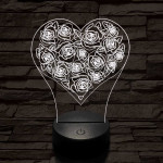 Rózsák a szívben 7 színű 3D led lámpa