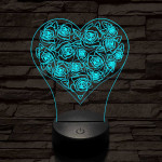 Rózsák a szívben 7 színű 3D led lámpa