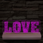 Love & Love 20 cm fa talppal 7 színű 3D led lámpa