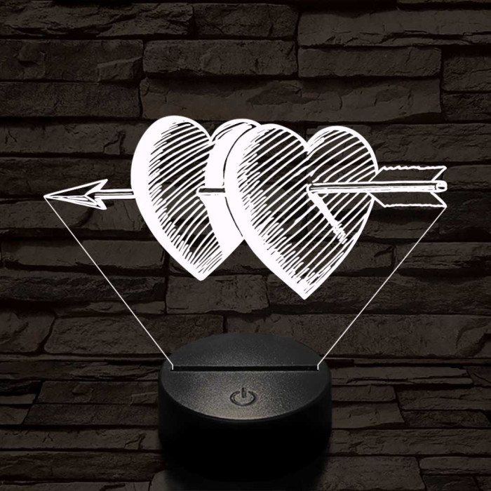 Átlőtt szívek 7 színű 3D led lámpa