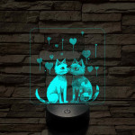 Szerelmes cicák 7 színű, színváltós, valósághű 3D led lámpa