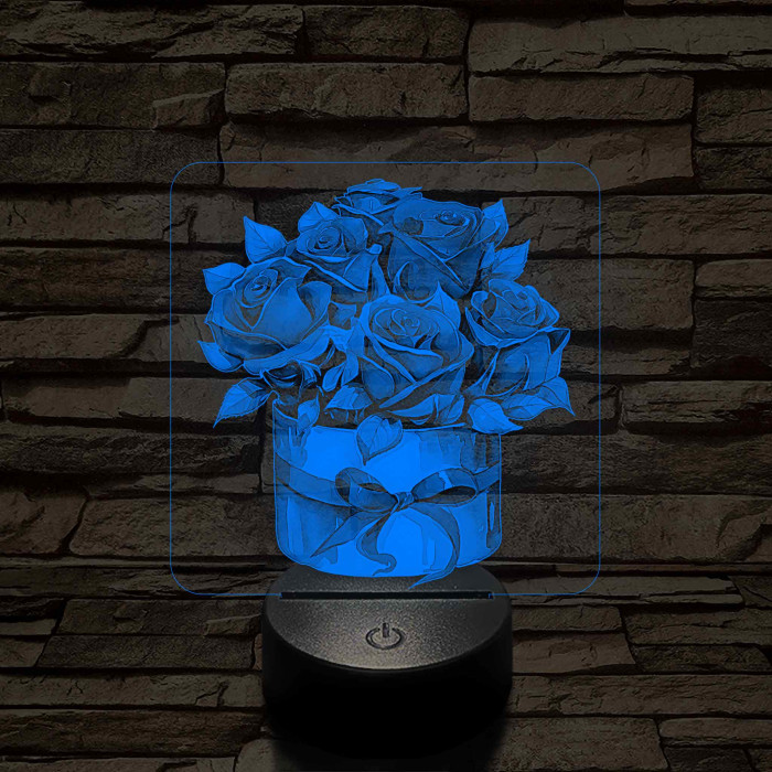 Rózsacsokor 7 színű, színváltós, valósághű 3D led lámpa
