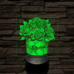 Rózsacsokor 7 színű, színváltós, valósághű 3D led lámpa