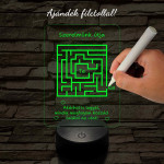 A szerelem labirintusa, kocka alakú-szögletes 7 színű 3D led lámpa filccel