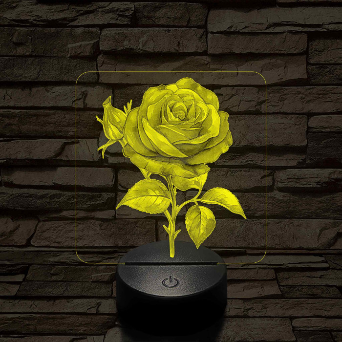 Rózsa 7 színű, színváltós valósághű 3D led lámpa