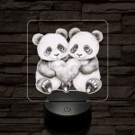 Panda románc 7 színű valósághű 3D led lámpa