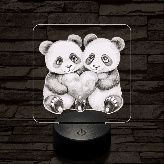 Panda románc 7 színű valósághű 3D led lámpa