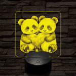 Panda románc 7 színű valósághű 3D led lámpa