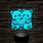 Panda románc 7 színű valósághű 3D led lámpa