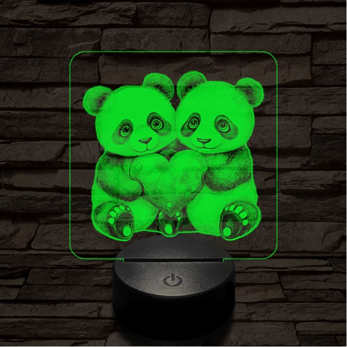 Panda románc 7 színű valósághű 3D led lámpa
