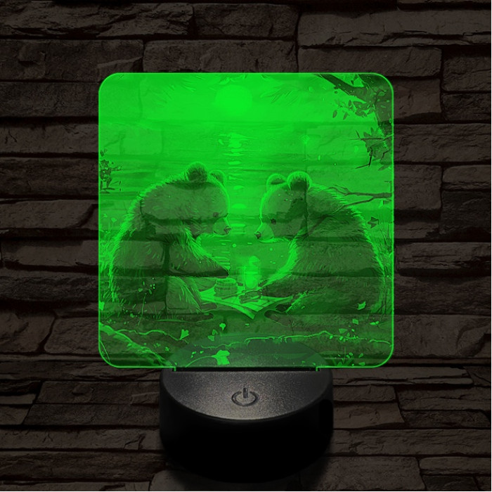 Maci piknik 7 színű valósághű 3D led lámpa