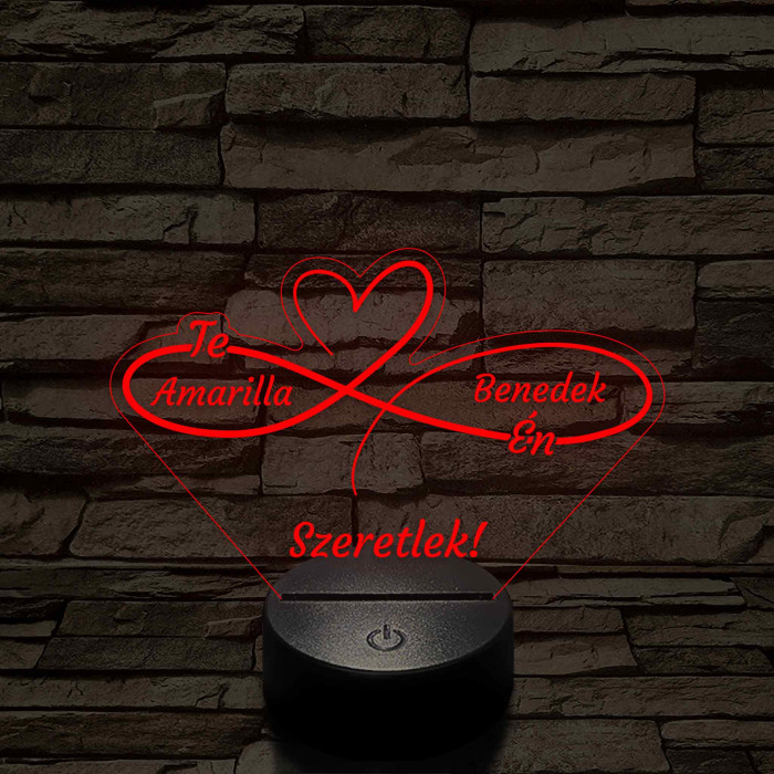Végtelen Szerelem – „Te & Én” – 7 színű, színváltós 3D LED lámpa