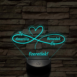 Végtelen Szerelem – „Te & Én” – 7 színű, színváltós 3D LED lámpa