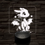 Szerelmes sárkányka 7 színű valósághű 3D led lámpa