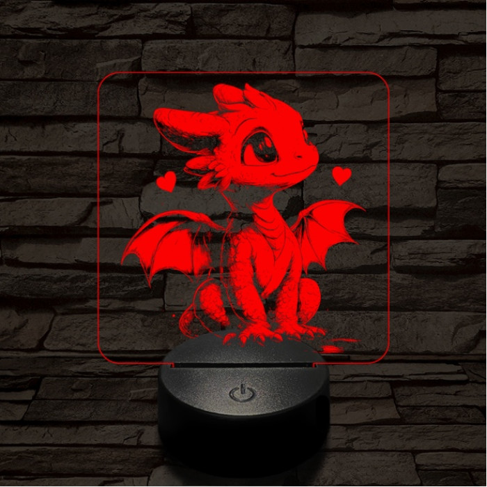Szerelmes sárkányka 7 színű valósághű 3D led lámpa