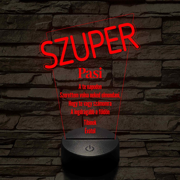 Szuper pasi 7 színű 3D led lámpa