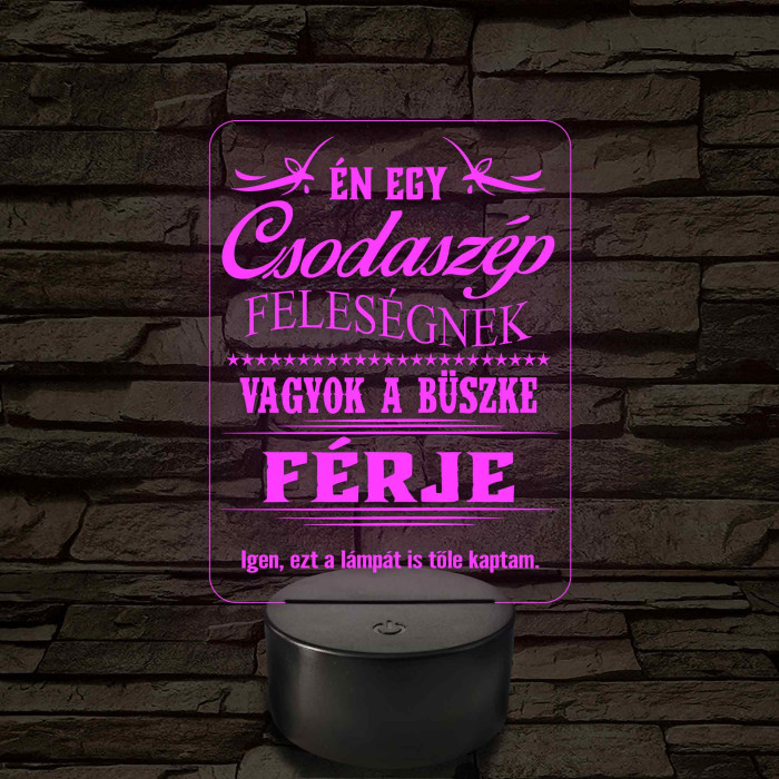 Csodaszép feleségnek - 7 színű, színváltós  3D led lámpa