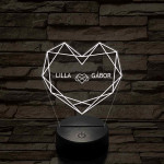 Személyre szabott Geometrikus szerelem - 7 színű, színváltós 3D LED lámpa