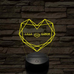 Személyre szabott Geometrikus szerelem - 7 színű, színváltós 3D LED lámpa