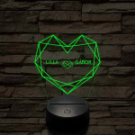 Személyre szabott Geometrikus szerelem - 7 színű, színváltós 3D LED lámpa