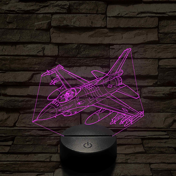 Harci vadászgép 7 színű 3D led lámpa
