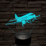 LI2 repülőgép 7 színű  3D led lámpa