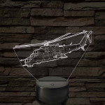 MI-24 Hind helikopter – 7 színű, színváltós 3D LED lámpa