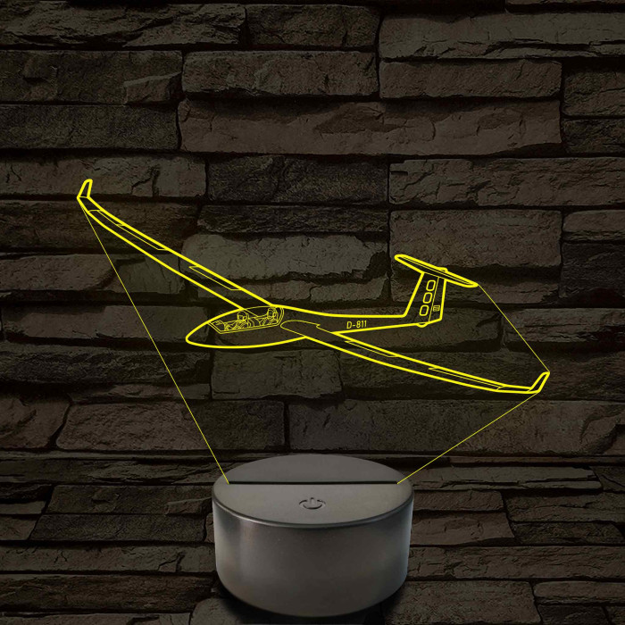 Vitorlázórepülő – 7 színű, színváltós 3D LED lámpa