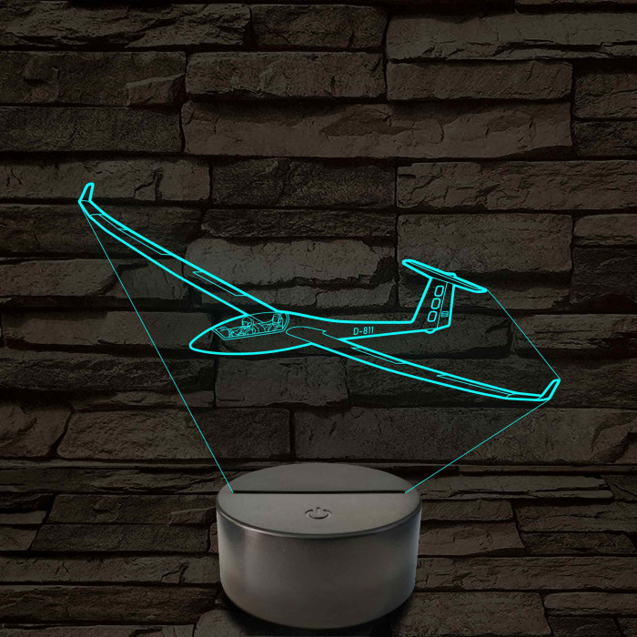 Vitorlázórepülő – 7 színű, színváltós 3D LED lámpa