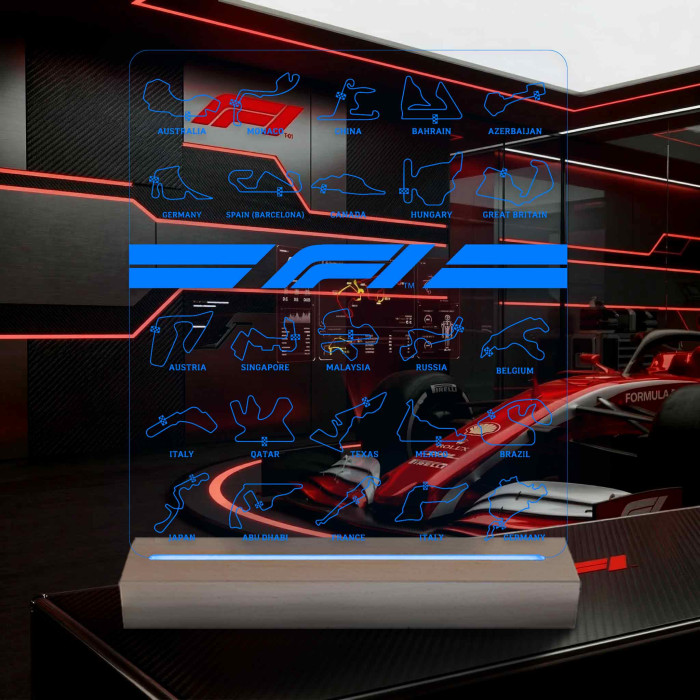 A Bajnokság Nyomában – F1 Versenypályák 7 színű, színváltós 3D LED lámpa