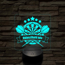 Személyre szabott darts tábla 3D illúzió led lámpa – Gravírozott Névvel