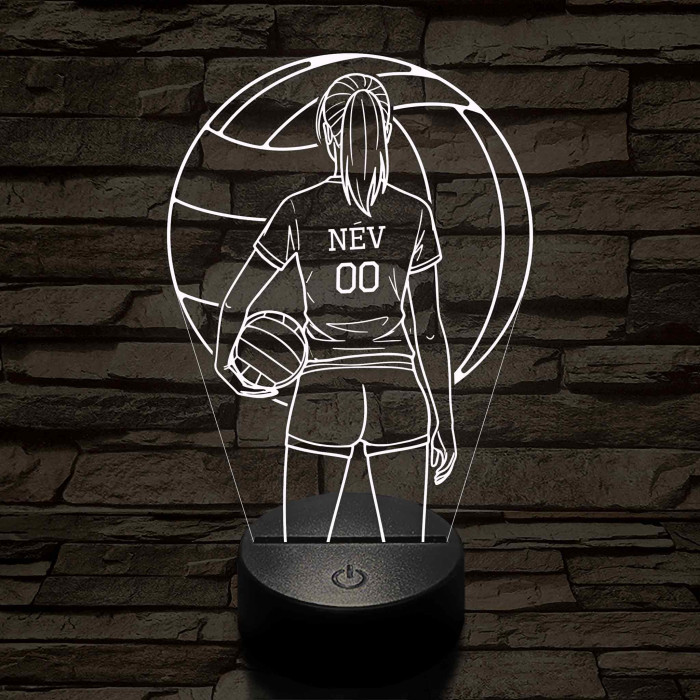 Röplabdás lány – Névvel és Számmal kérhető 7 színű 3D led lámpa