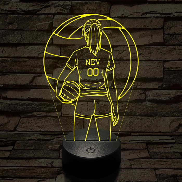 Röplabdás lány – Névvel és Számmal kérhető 7 színű 3D led lámpa