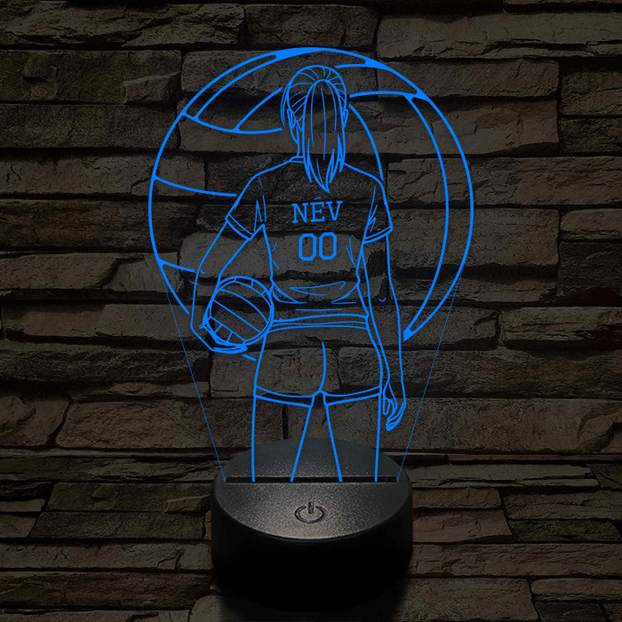 Röplabdás lány – Névvel és Számmal kérhető 7 színű 3D led lámpa