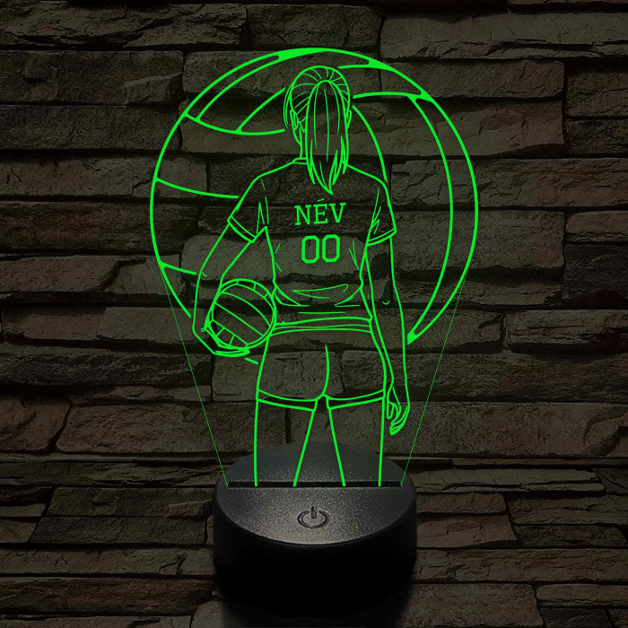 Röplabdás lány – Névvel és Számmal kérhető 7 színű 3D led lámpa