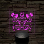 Fitness férfi alak – 7 színű, színváltós 3D LED lámpa (személynévvel is gravírozható)