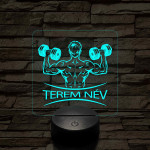 Fitness férfi alak – 7 színű, színváltós 3D LED lámpa (személynévvel is gravírozható)