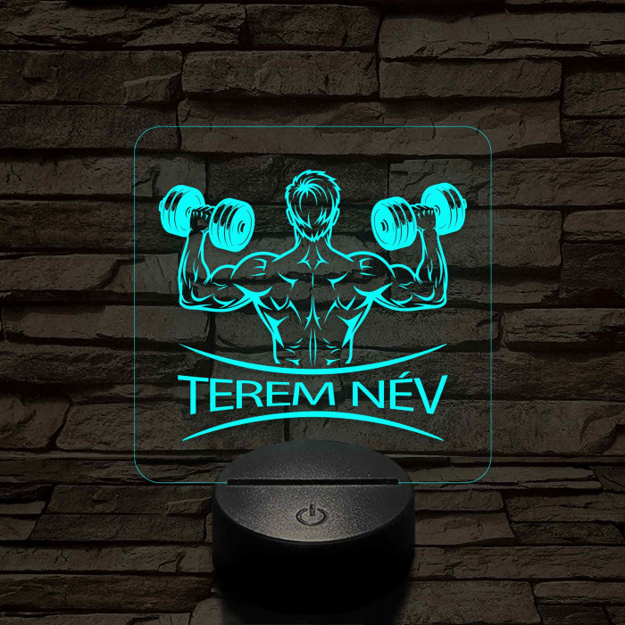 Fitness férfi alak – 7 színű, színváltós 3D LED lámpa (személynévvel is gravírozható)