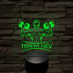 Fitness férfi alak – 7 színű, színváltós 3D LED lámpa (személynévvel is gravírozható)