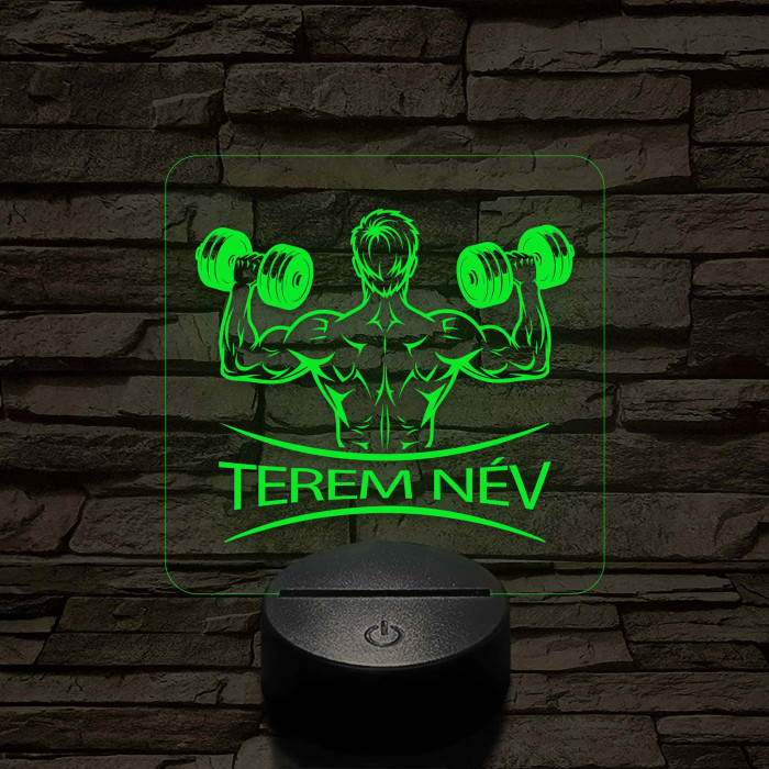Fitness férfi alak – 7 színű, színváltós 3D LED lámpa (személynévvel is gravírozható)