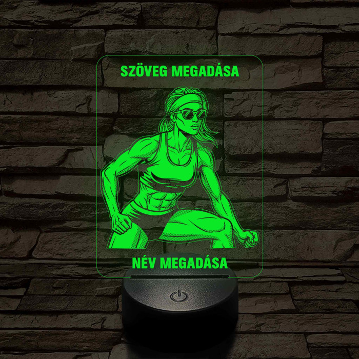 Napszemüveges Fitnesz Nő – 7 színű, színváltós 3D LED lámpa