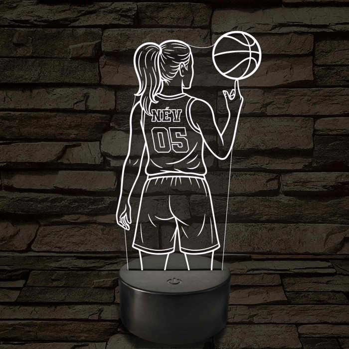 Kosárlabdás lány – 7 színű, színváltós 3D LED lámpa