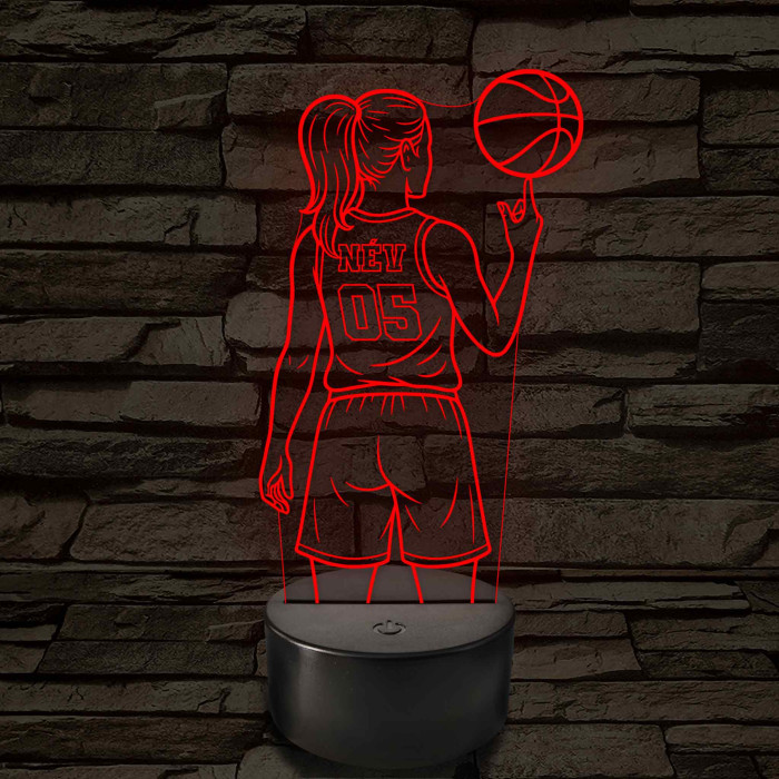Kosárlabdás lány – 7 színű, színváltós 3D LED lámpa