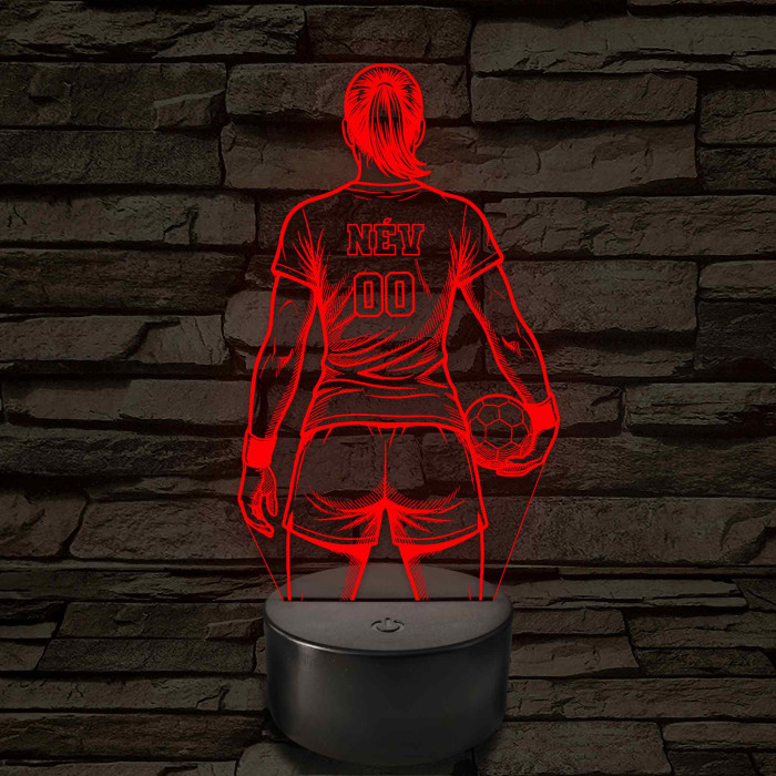 Kézilabdás lány névvel és számmal kérhető - 7 színű 3D led lámpa