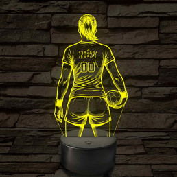 Kézilabdás lány névvel és számmal kérhető - 7 színű 3D led lámpa