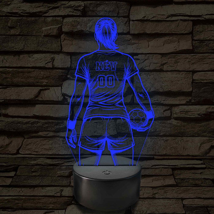 Kézilabdás lány névvel és számmal kérhető - 7 színű 3D led lámpa
