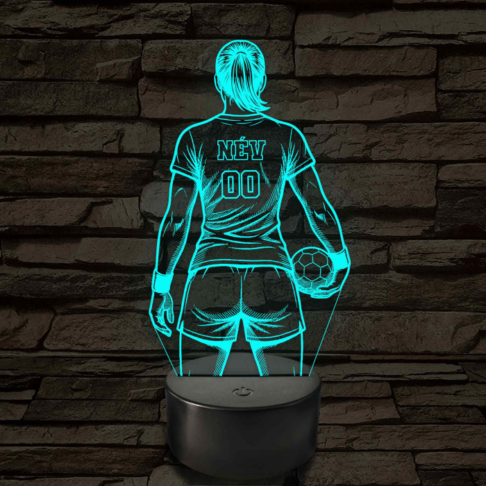 Kézilabdás lány névvel és számmal kérhető - 7 színű 3D led lámpa
