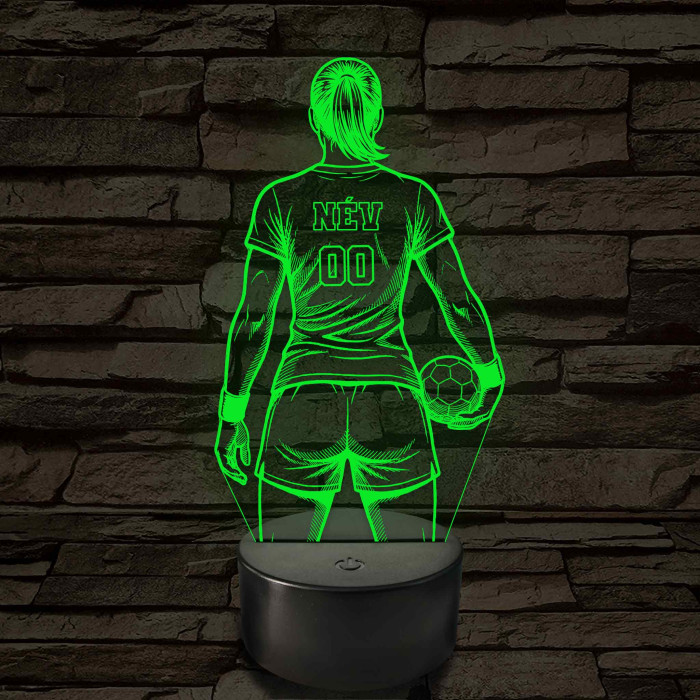 Kézilabdás lány névvel és számmal kérhető - 7 színű 3D led lámpa