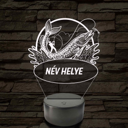 Csuka és horgász – Névvel kérhető 7 színű 3D led lámpa
