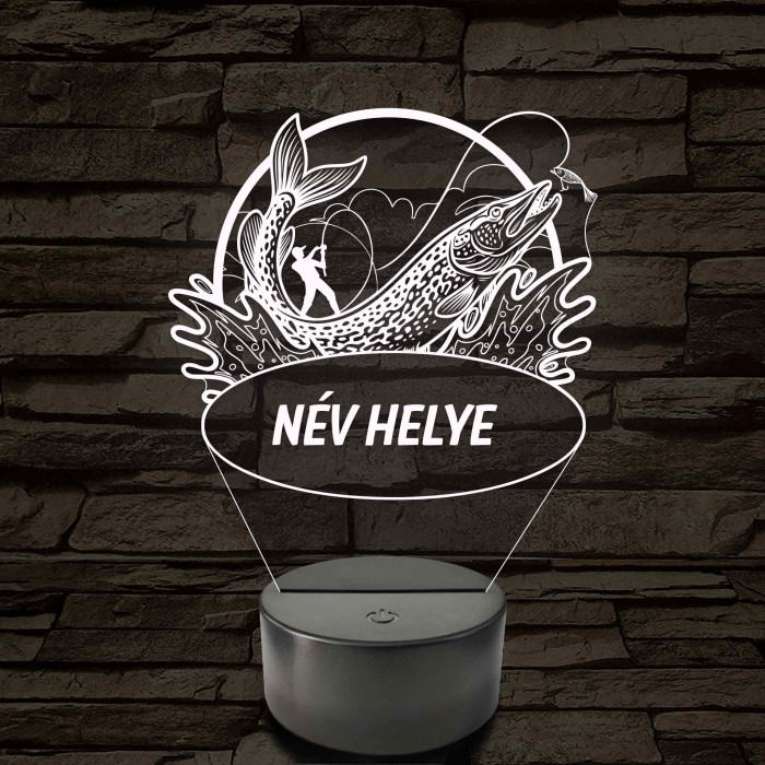 Csuka és horgász – Névvel kérhető 7 színű 3D led lámpa